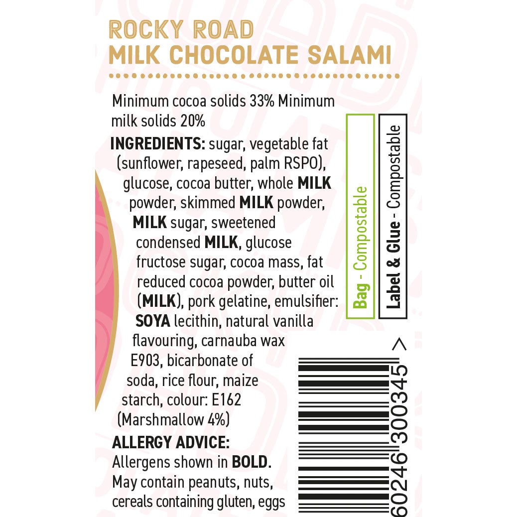 Rocky Road Handmade Chocolate Salami | Coco Chemistry